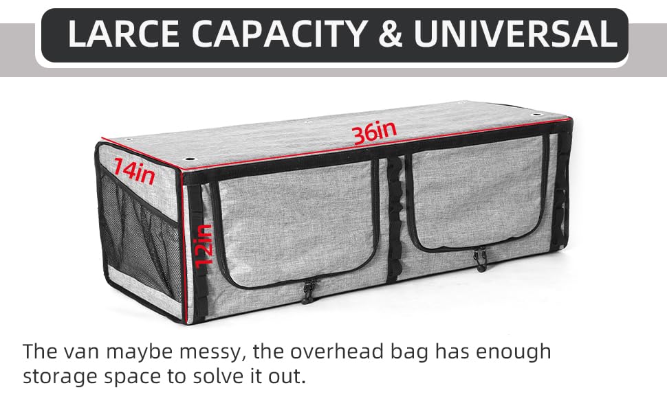 BKICKI RV Overhead Soft-Sided Storage Cabinet 36 For Mercedes-Benz Sprinter, Ford Transit vans