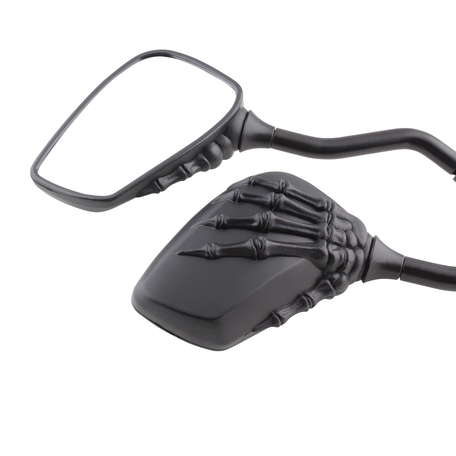 Black 8Mm/10Mm Motorcycle Skull Skeleton Rearview Side Mirrors For Scooter Chopper Bobber