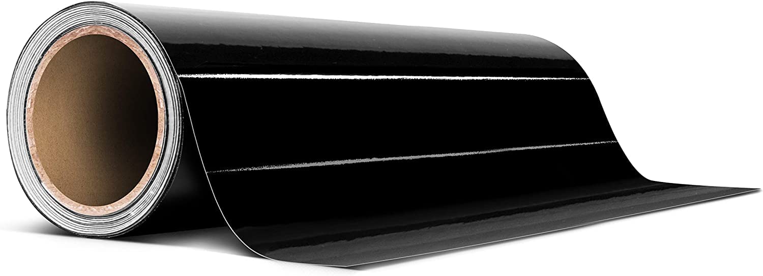 Vvivid Black Gloss Air-Release Adhesive Vinyl Tape Roll (12 Inch X 20Ft)