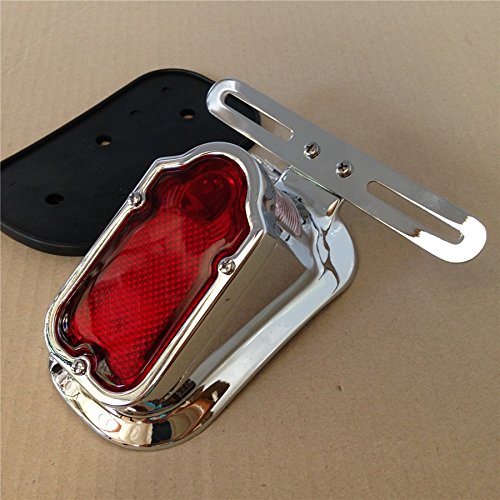 Xkmt-Chromed Heavy Metal Aluminum Red Tombstone Brake Tail Light Signal Compatible With Motorcycle Bike [B00Yyl7Uek]