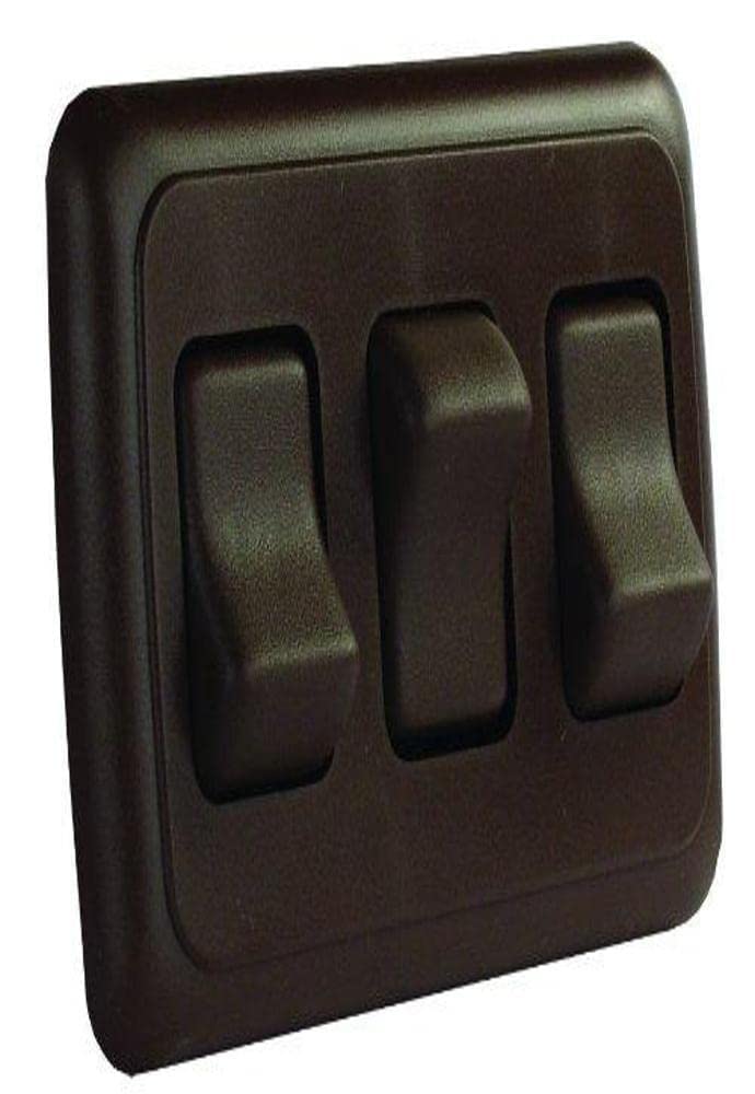 Jr Products - 305.1254 12155 Brown Triple Spst On-Off Switch With Bezel