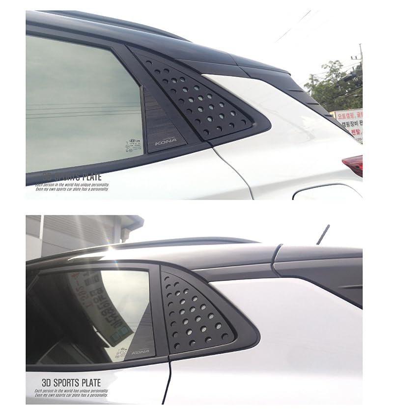 Silver Lettering C Pillar Window Sports Plate Panel Accessories Lh Rh For Hyundai Kona (Black Plate)