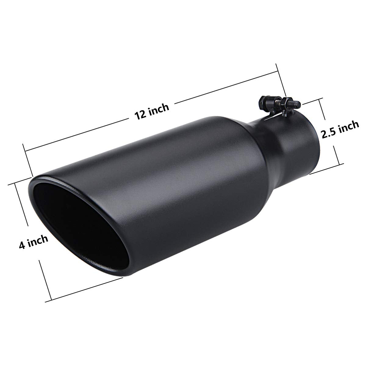 Lcgp 2.5 Inch Inlet Exhaust Tip 2.5' X 4' X 12' Black Exhaust Tailpipe With Blot-On Design, Universal For Car