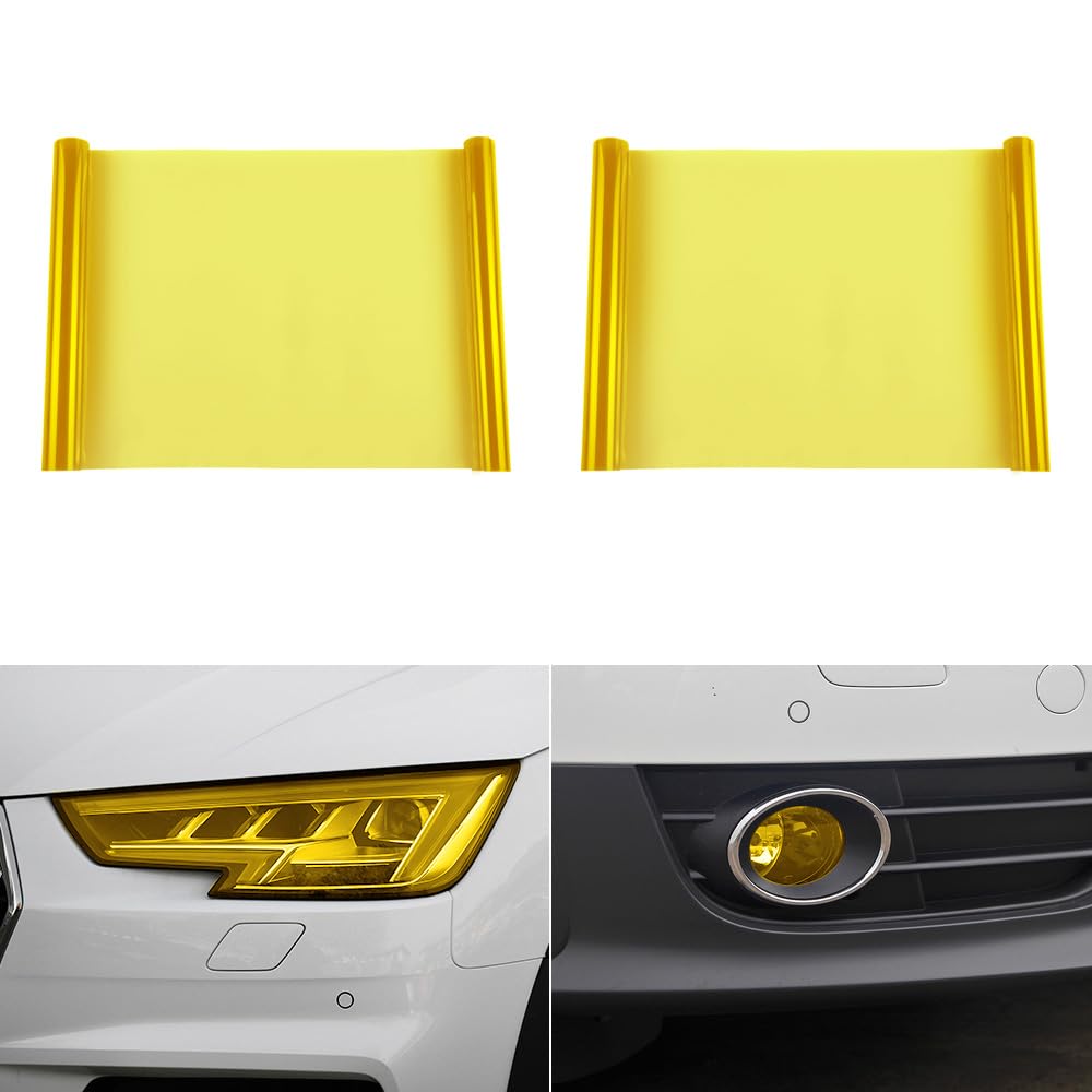 1797 Yellow Light Tint Film for Car Headlight Fog Tail Lights Tinted Vinyl Wrap Accessories Self Adhesive 48 inch x12 inch 2 pcs