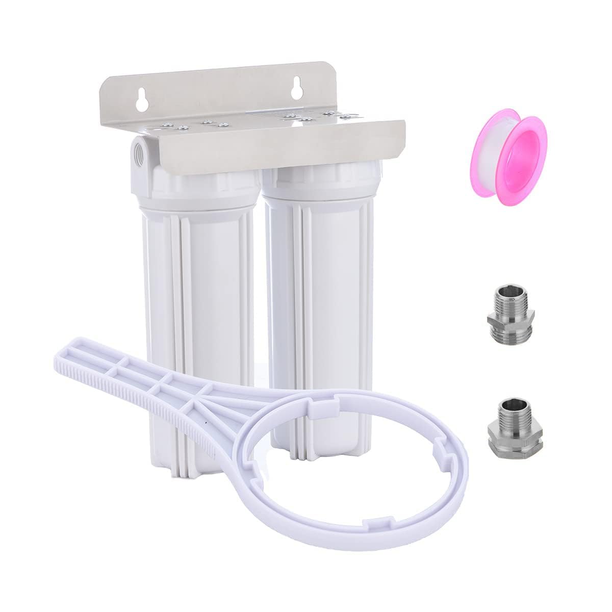 Nasibey External RV Dual Water Filter System for Reducing Sediment, Dirt, Sand, Rust, Scale Particles & Chlorine Taste | 3/4'' G