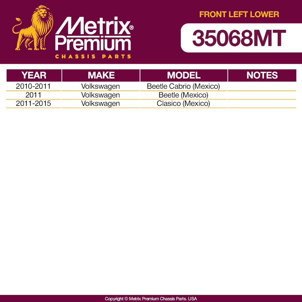 Metrix Premium Chassis Parts - Front Left Lower Control Arm And Ball Joint Assembly Fits 01-05 Seat Leon (Mexico), 01-05 Toledo