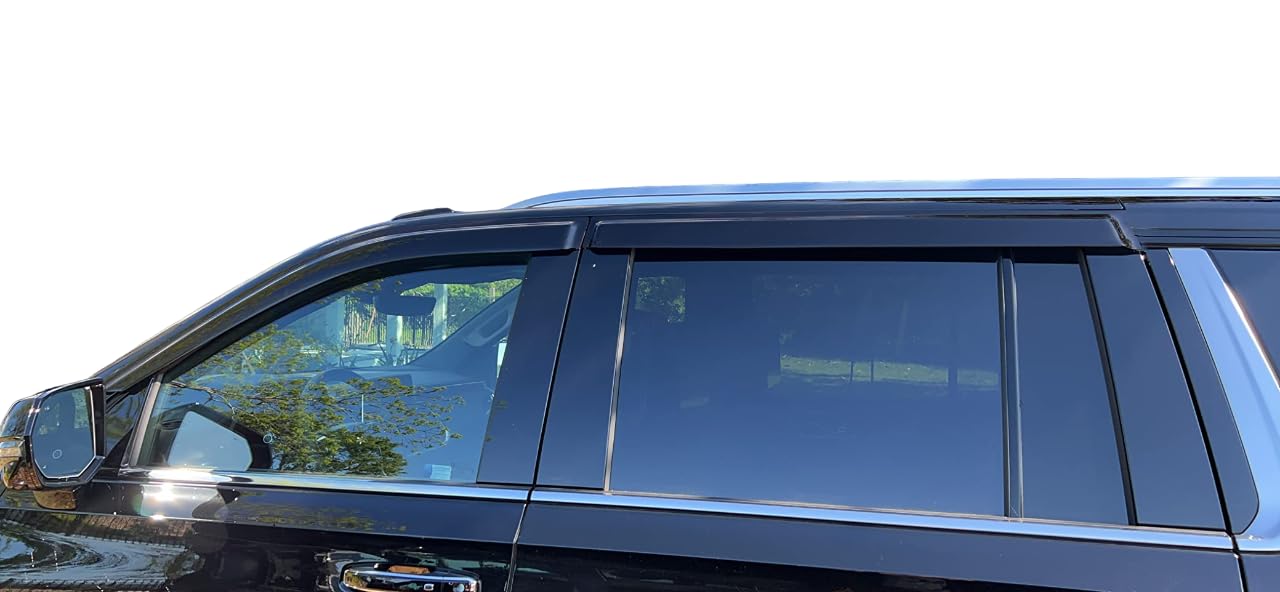 2021-2025 Tape-On Rain Guards For Chevrolet Tahoe (Chevy) & For Gmc Yukon Side Window Visor Deflectors Extra Thick Vent Shades 2