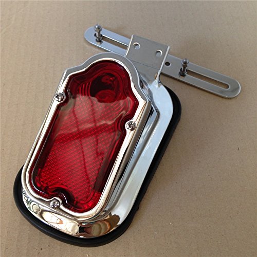 Xkmt-Chromed Heavy Metal Aluminum Red Tombstone Brake Tail Light Signal Compatible With Motorcycle Bike [B00Yyl7Uek]