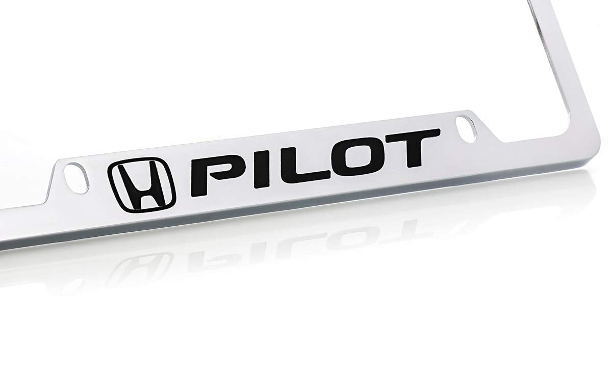 Honda Pilot Wordmark Chrome Plated Metal License Plate Frame Holder 4 Hole
