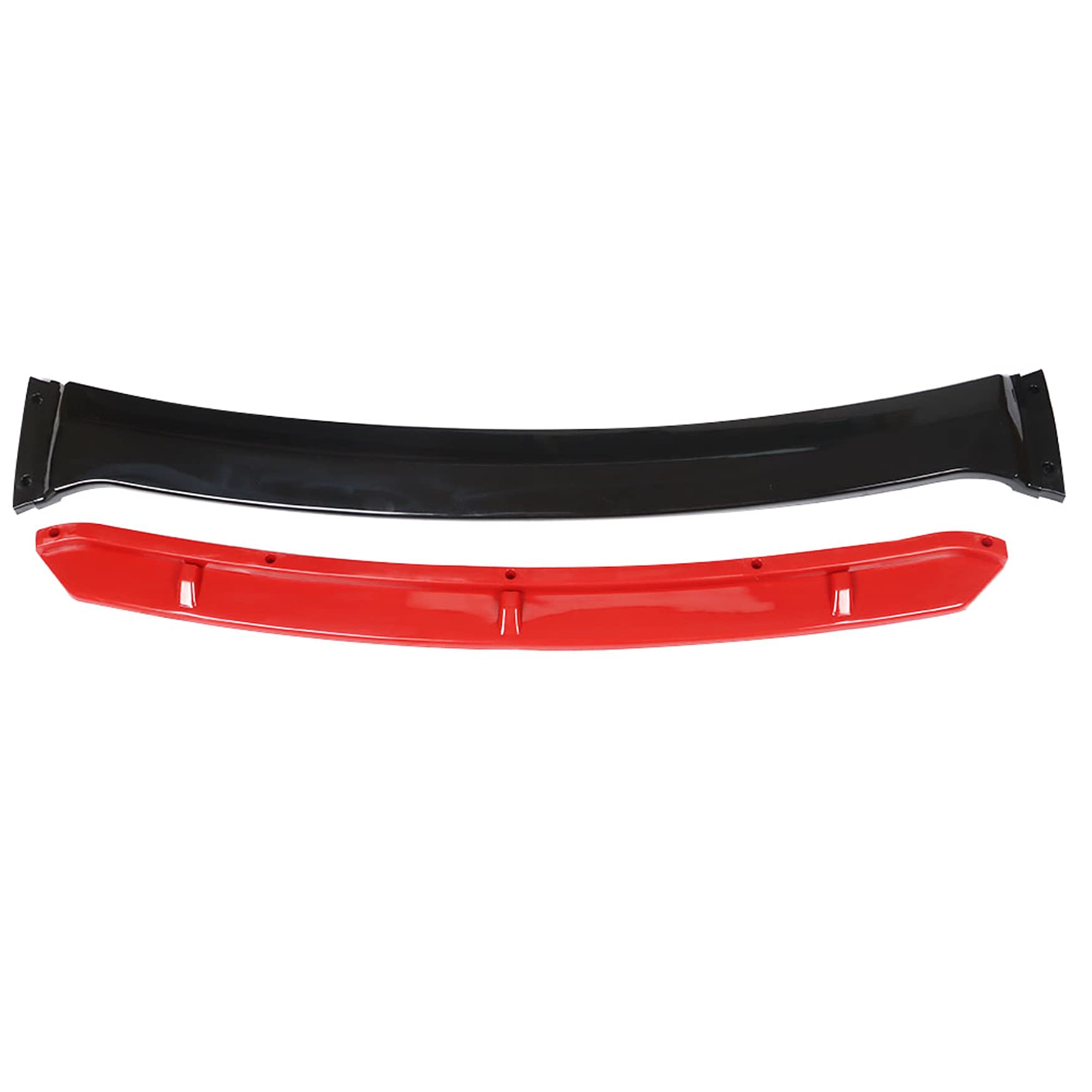 WFLNHB Universal Front Bumper Lip 4 Pieces Kits Spoiler Splitter 2 Layer Lip Glossy Black with Red Tongue