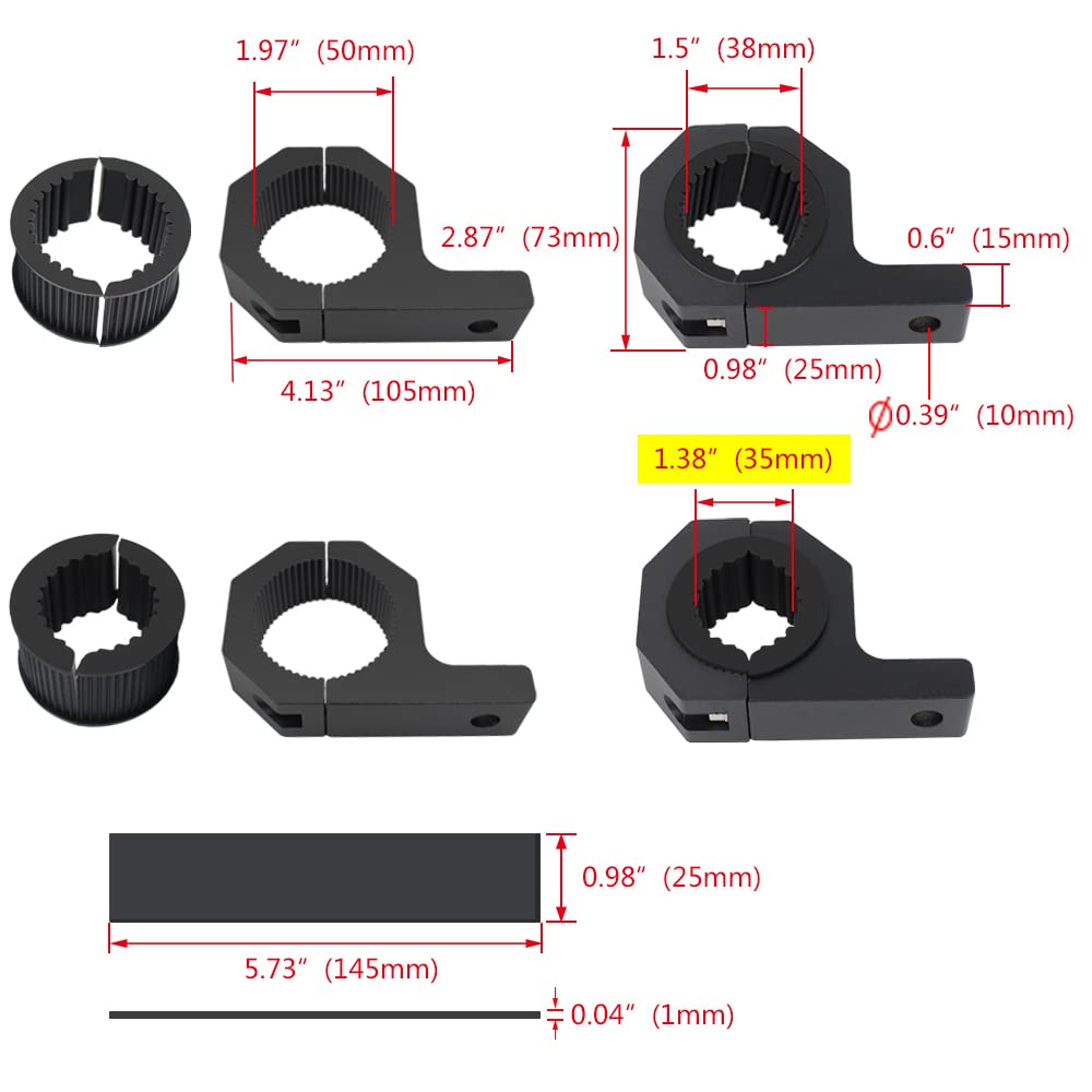 Horizontal Bull Bar Clamp Mounting Kit 4Pcs 1.37'' 1.5'' 2'' Led Lights Bar Bumper Lights Offroad Driving Lights Mounting Bracke