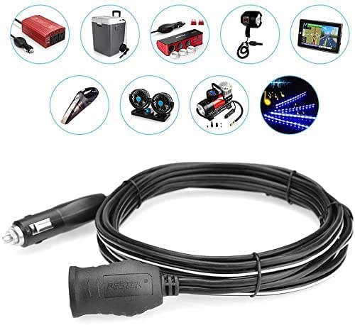 Bestek 12.1Ft / 3.7M 12V 24V Cigarette Lighter Extension Cord, 12Awg Heavy Duty Cigarette Lighter Cable With Cigarette Lighter P