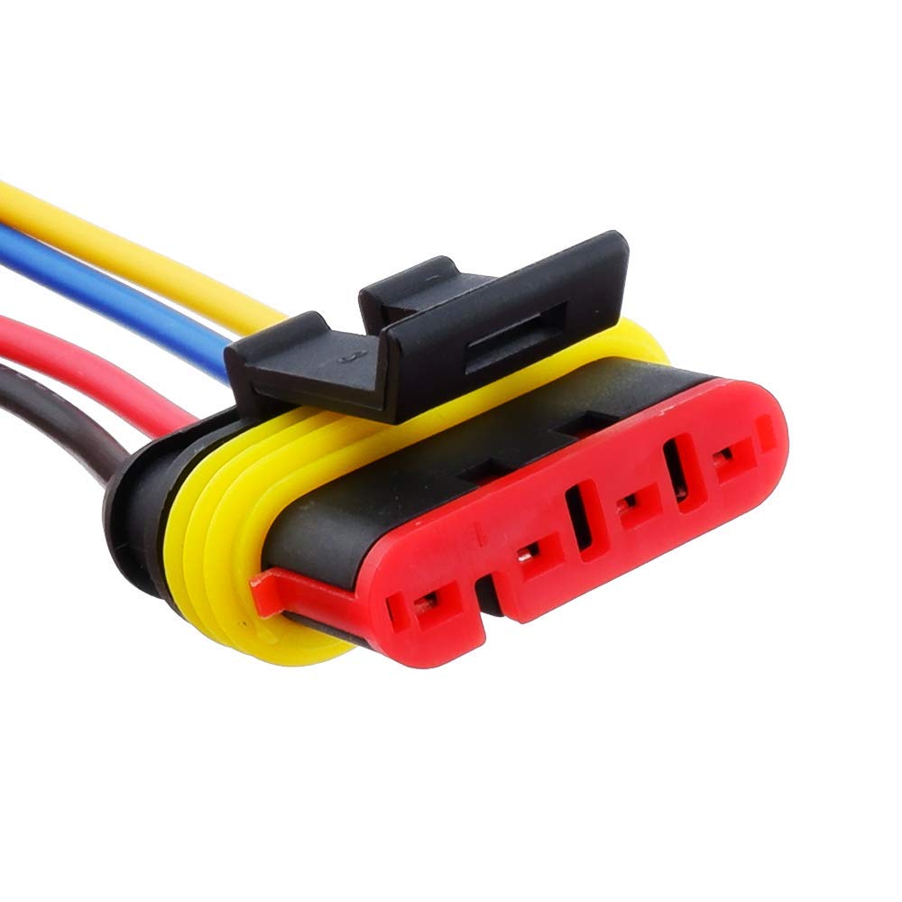 Muyi 5 Sets 4 Pin Wire Connector 18Awg Waterproof Electrical Connectors Kit With 10Cm Pigtail 1.5Mm Series Weatherpack Connectors (4 Pin)