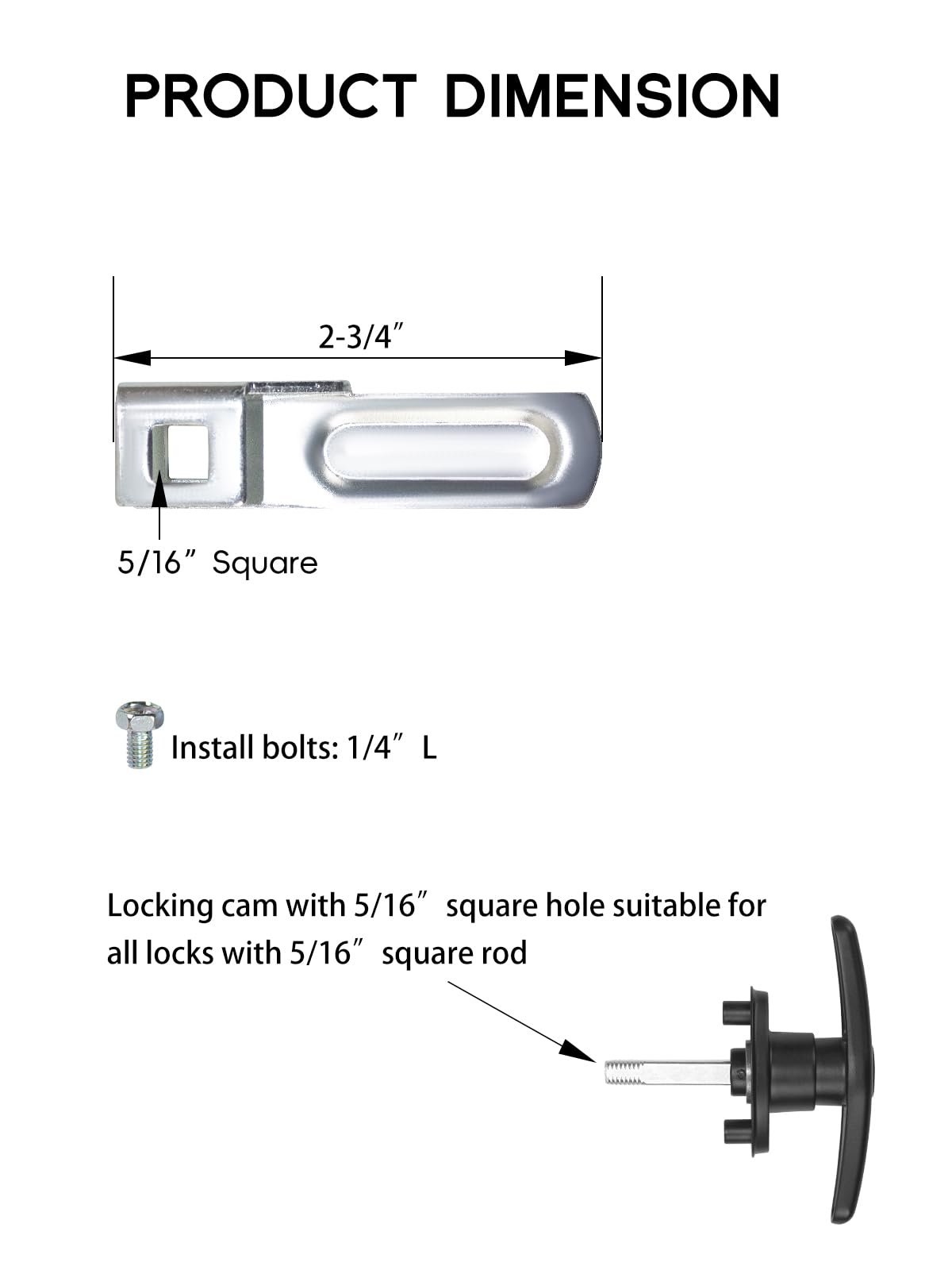 Quality Life Universal Truck Cap Camper Shell T-Handle Lock Latch Replacement - Galvanized Locking Kit for Truck Bed Topper Door