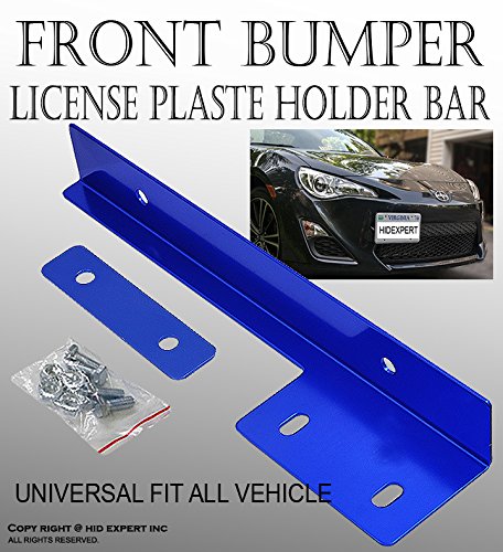 Icbeamer Blue Universal Front Aluminum Bumper License Plate Mount Re-Locator Frame Bracket Holder Bar [Drilling Require]