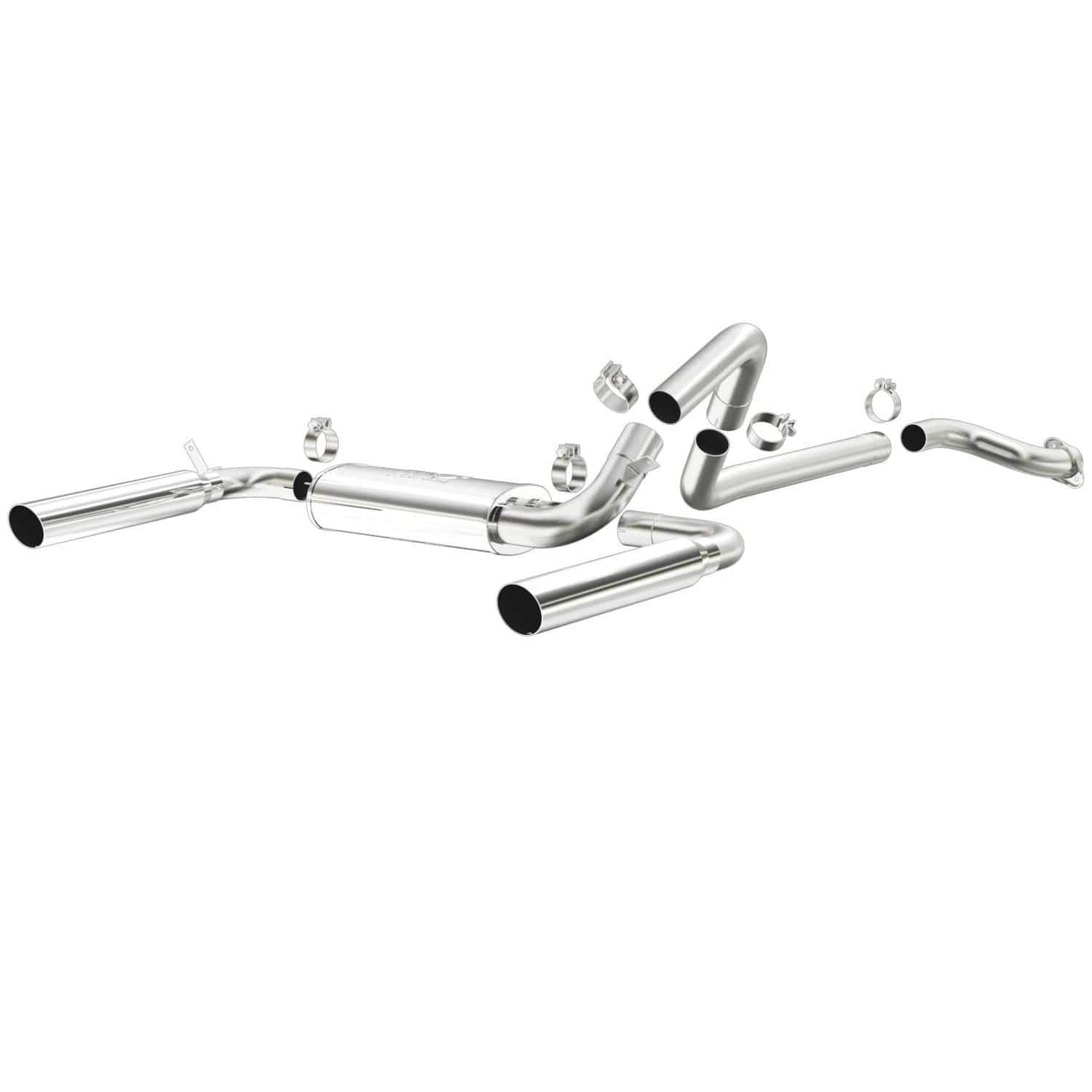 MagnaFlow Cat-Back Performance Exhaust System 15620 - Street Series, Stainless Steel 3in Main Piping, Dual Split Rear Exit, Poli