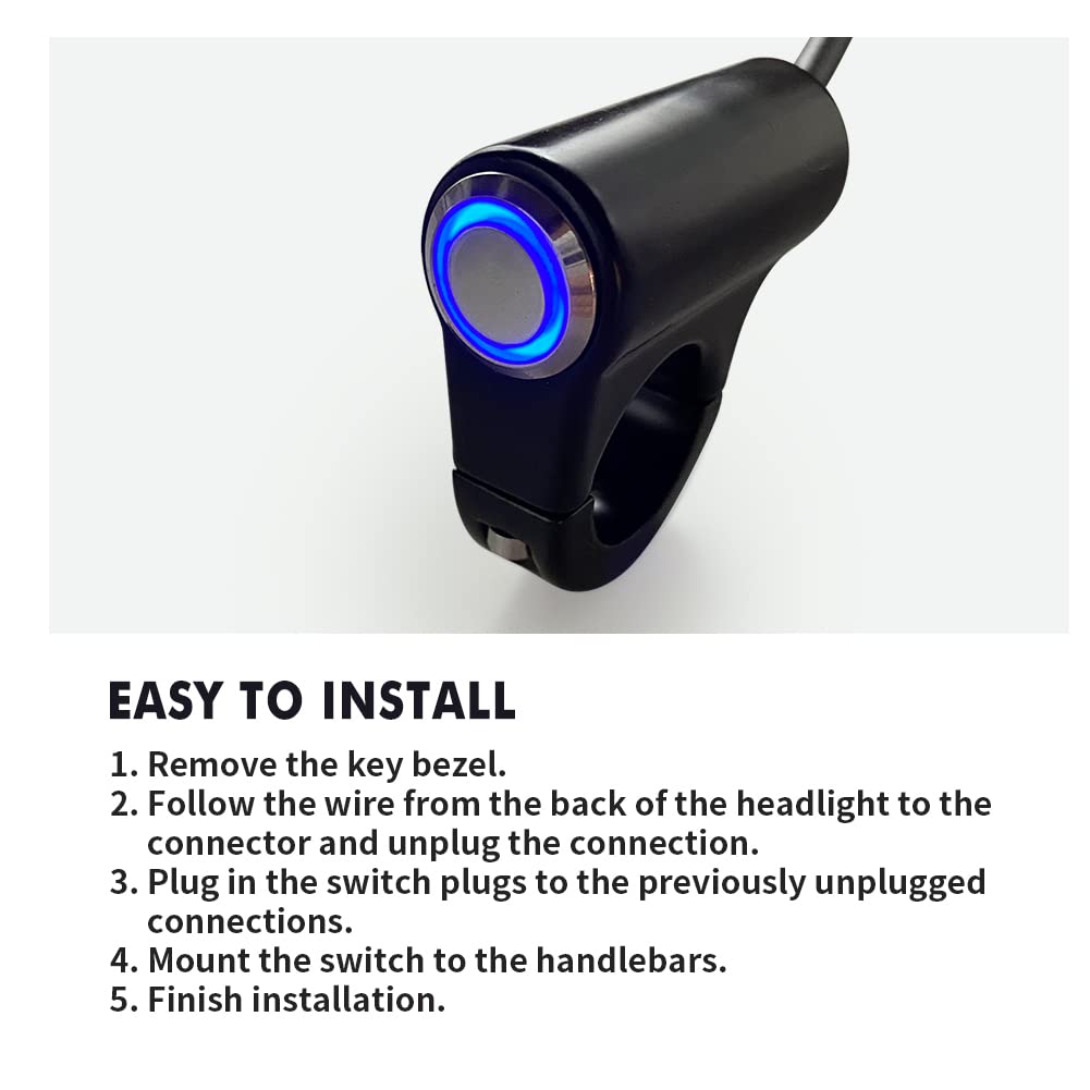 Motoparty Headlight Switch for Sur Ron Segway X260 X160,Plug and Play, Easy to Install and Use,Help Save Battery,with Blue led H