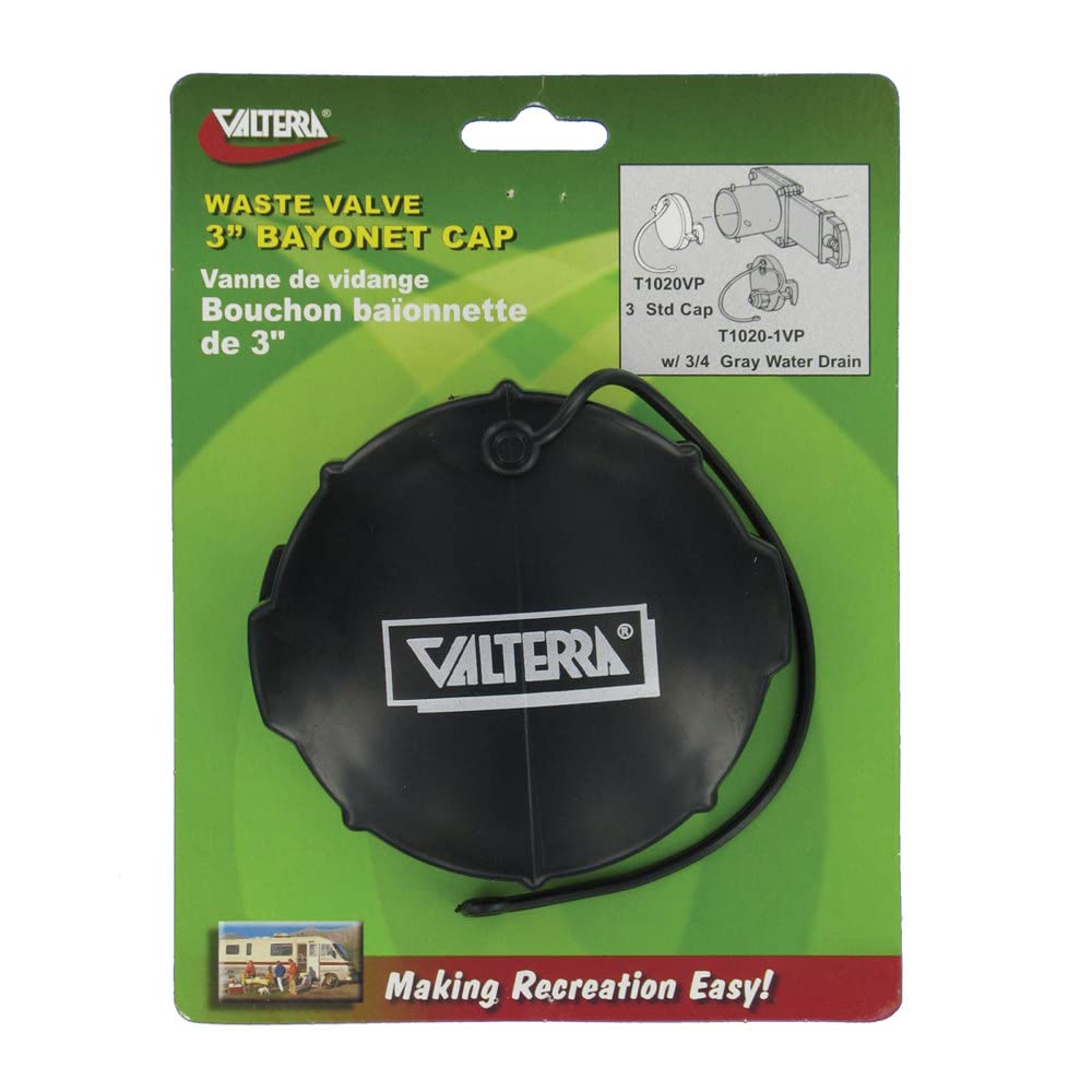 Valterra T1020VP Waste Valve Cap - 3' Bayonet, Black