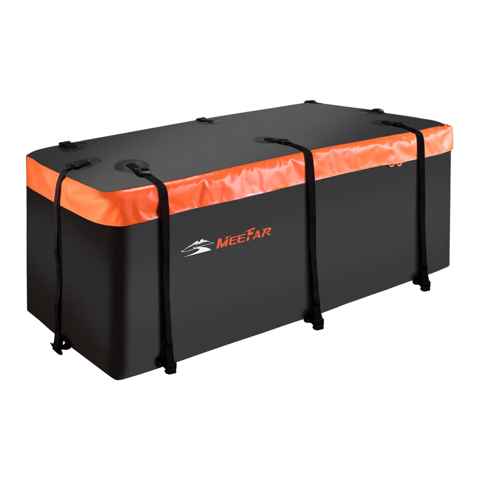 Meefar Hitch Mount Cargo Carrier Bag Soft Shell 100% Waterproof 15 Cubic Feet (58' 19' 24') Include 8 Reinforced Straps For Truck Pickup All Vehicle With Steel Cargo Basket