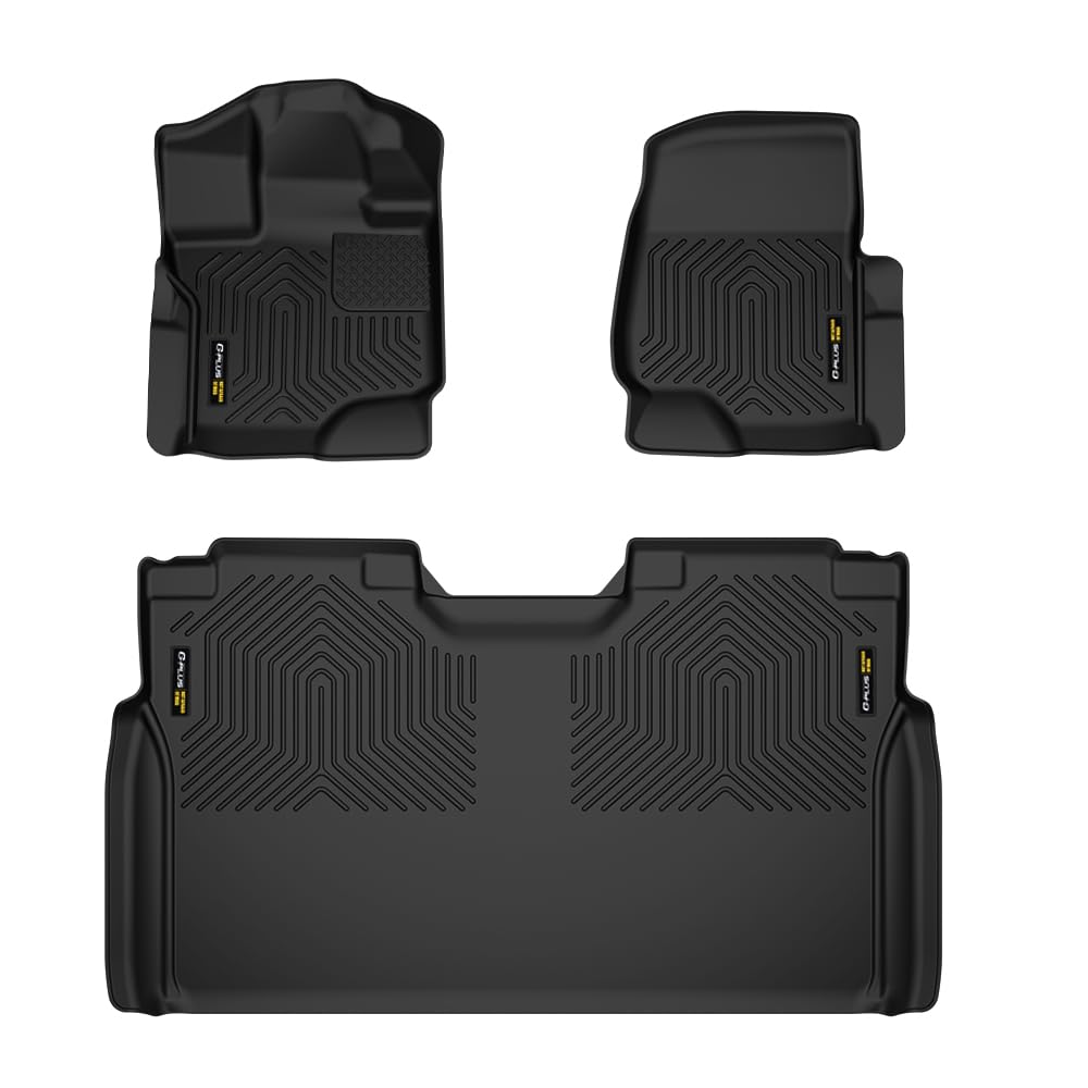 G-PLUS 3PCS Floor Mats,Compatible with Ford F150 Super Crew 2015-2025(Fit 22-24 Lightning Models),All Weather Full Cover Protect