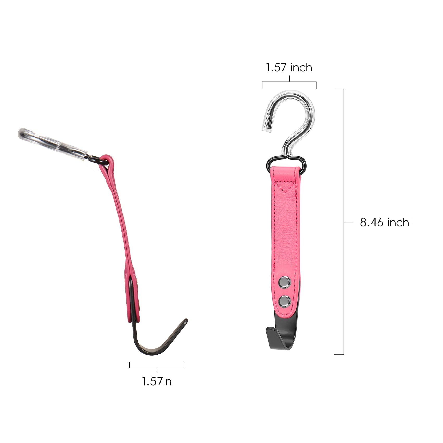 Compuda Leather Headrest Hooks 2 Pack - Pink, Holds Purses & Bags, Sus304