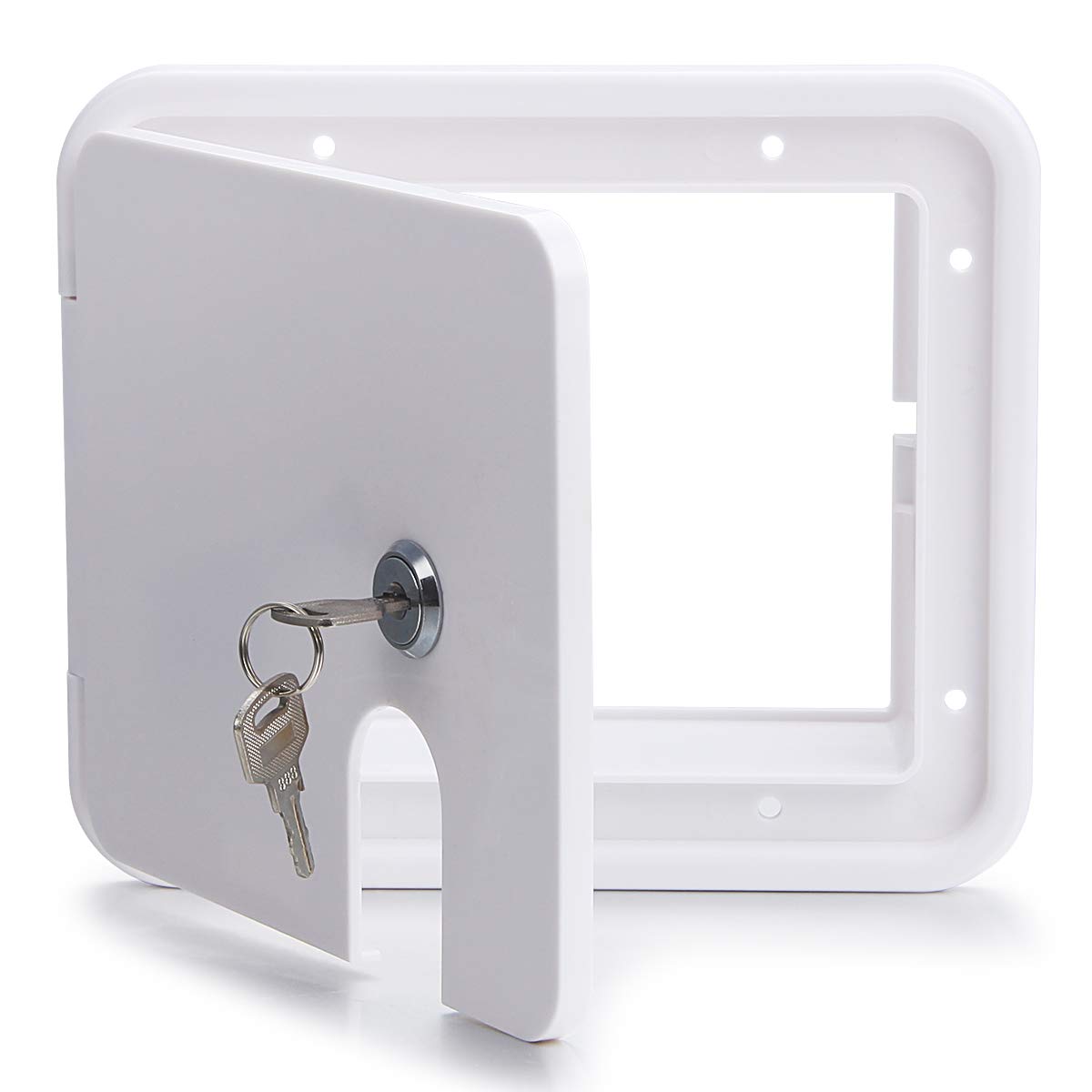 LCGP RV Access Door Electrical Cord Hatch - White, 6.5"x7.5", Durable Acrylonitrile Butadiene Styrene Storage Compartment