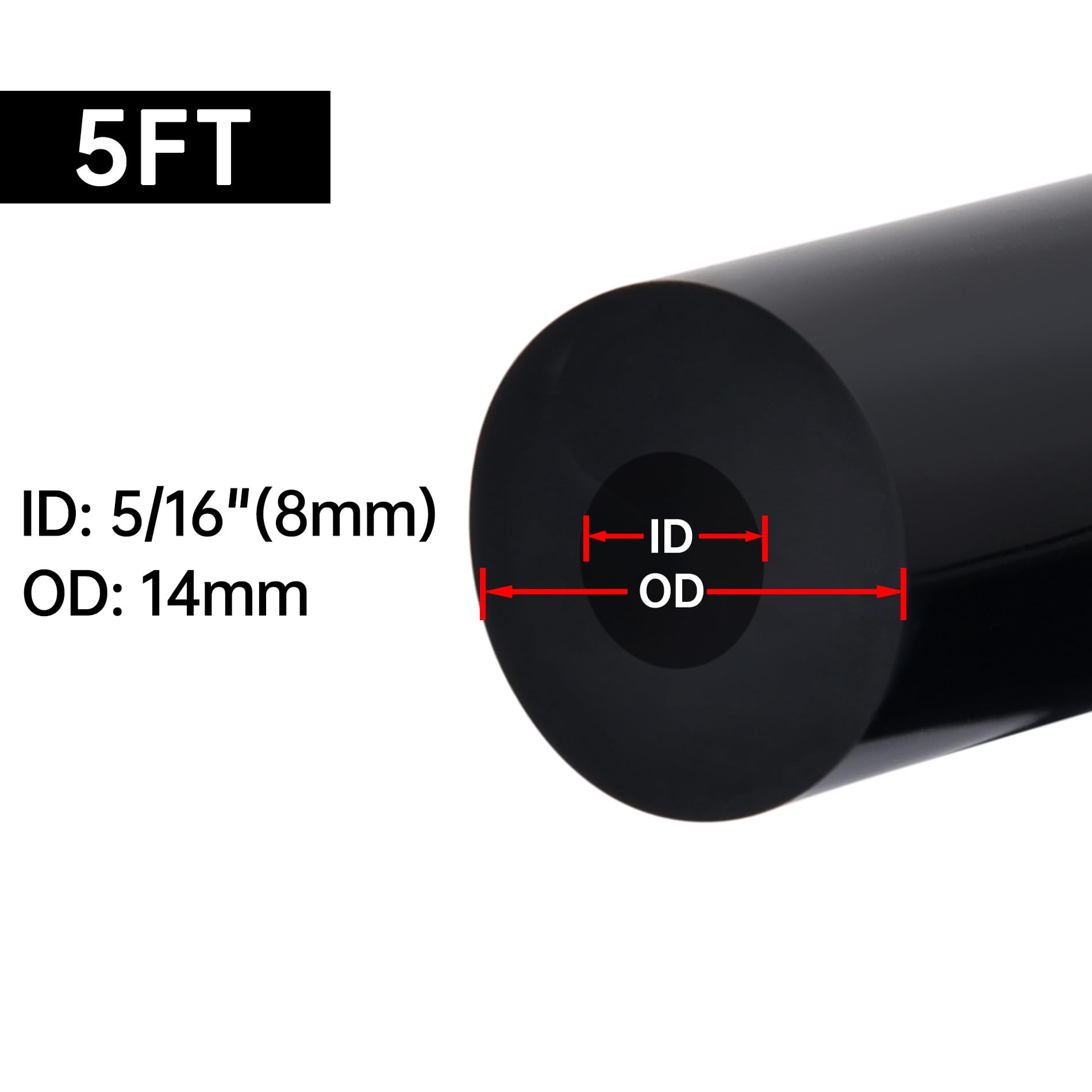Evil Energy 5/16 Silicone Vacuum Tubing Hose Line 5Ft 130Psi Max Pressure Black (8Mm Id)
