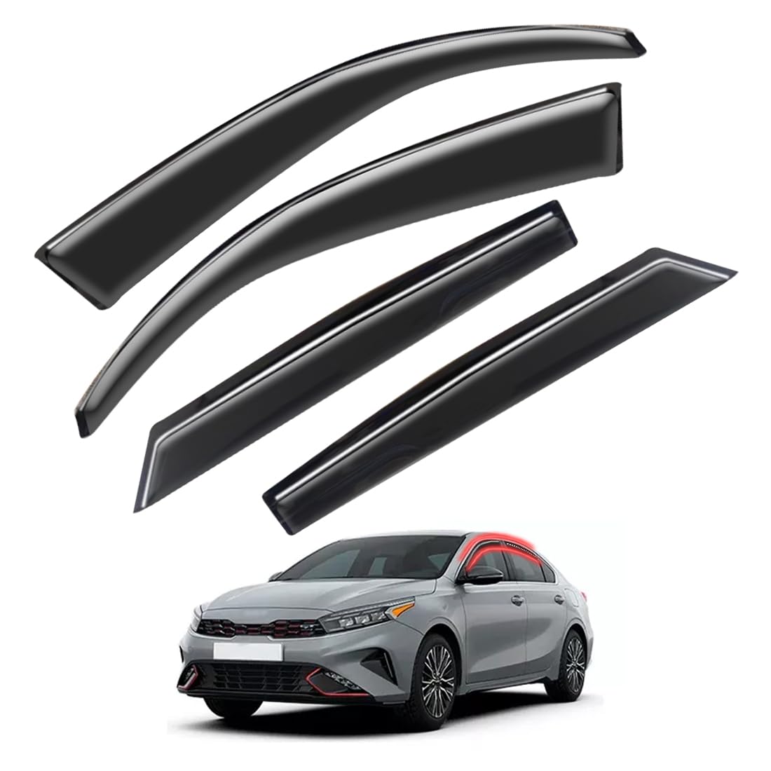 Window Visors Rain Guards for Car Windows with Fit for 2019-2022 Kia Forte, 4pcs Sun/Rain Guards, Smoke Window Deflectors