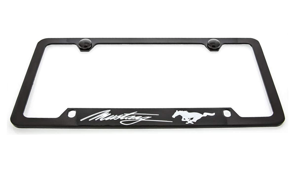 Ford Mustang License Plate Frame Holder … (4 Hole, Black/Bottom)