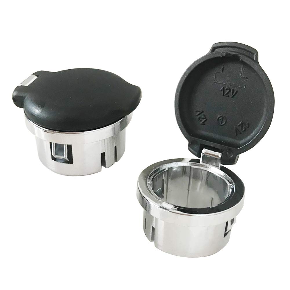 Lecwof Set Of 2 Plug Cover Cap 12V Chrome Replacement Power Outlet Dash Retainer Cigarette Lighter Plug Retainer For Chevrolet S