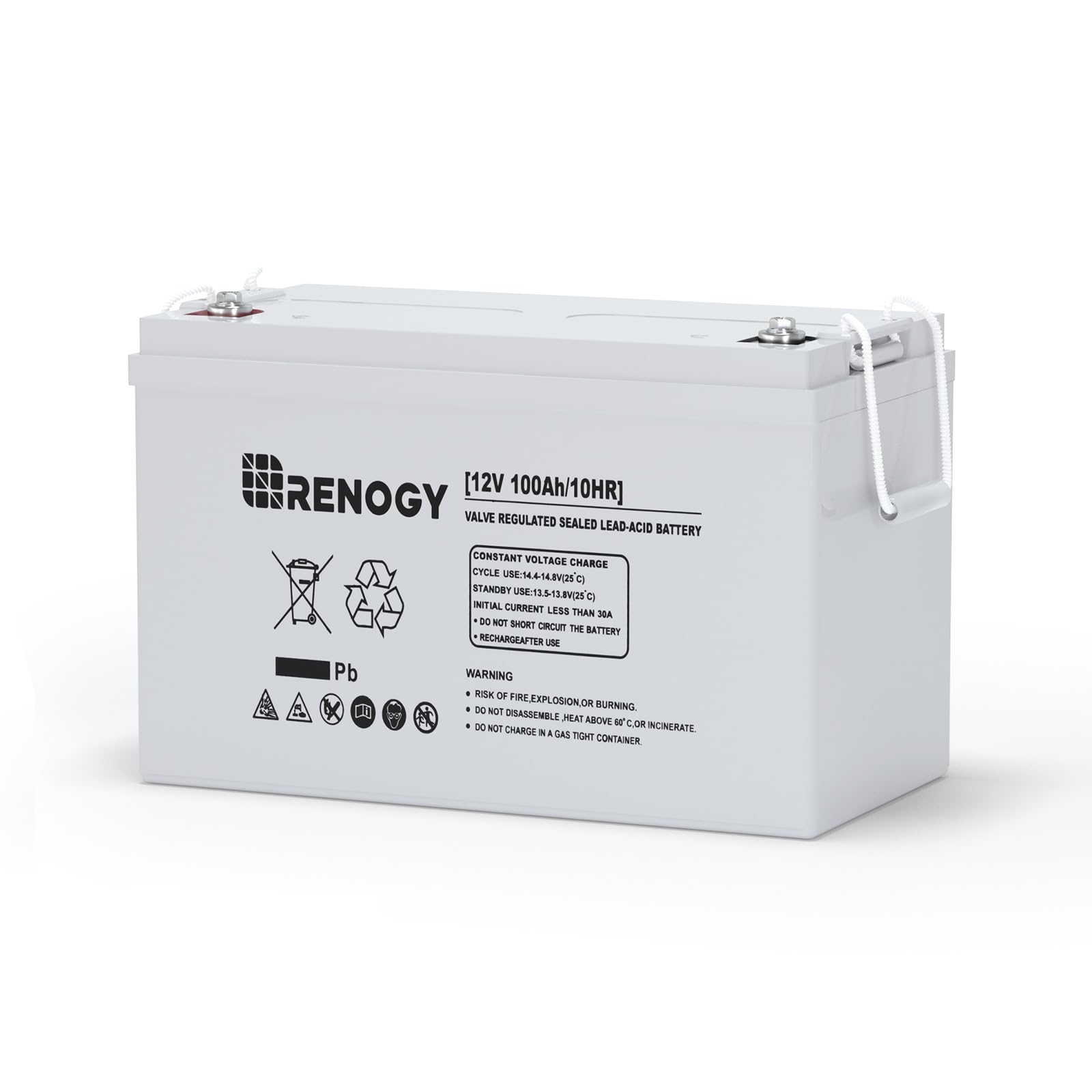 Renogy Deep Cycle Agm 12 Volt 100Ah Battery, 3% Self-Discharge Rate, 1100A Max Discharge Current, Safe Charge Appliances For Rv,