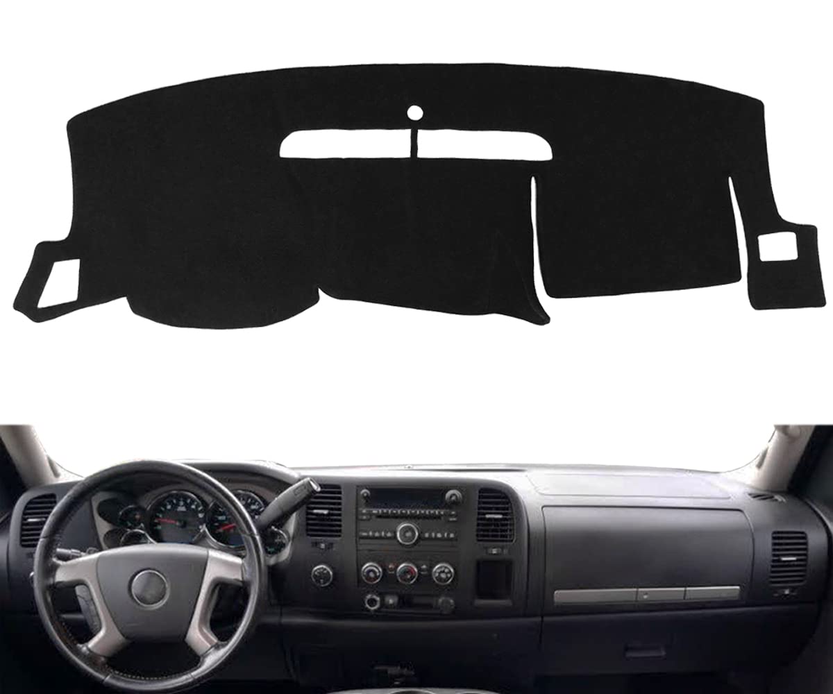 AKMOTOR Dash Cover Mat Custom Fit for 07-13 Chevy Chevrolet Silverado 1500 2500HD 3500HD LS/LT/WT, 07-13 GMC Sierra 1500 2500HD 