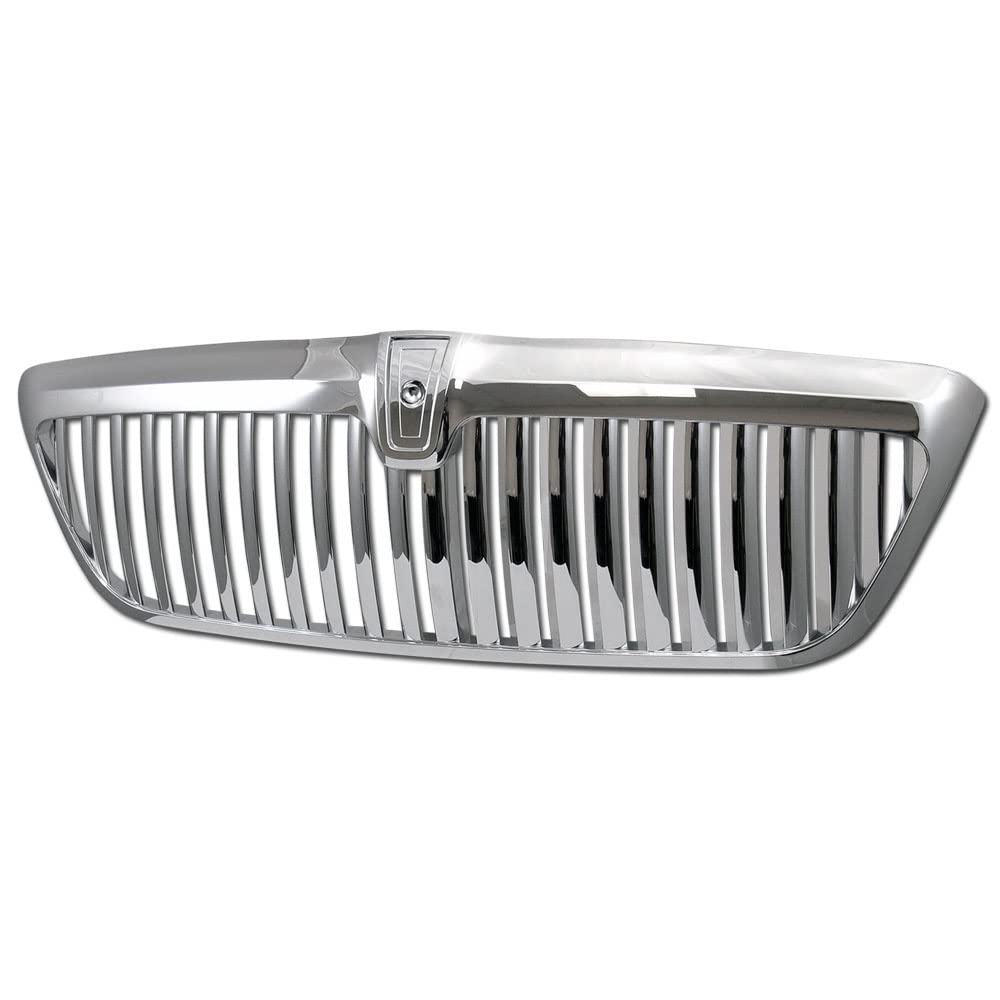 Chrome Vertical Front Hood Bumper Grill Grille Guard Abs Compatible With 98-02 Lincoln Navigator / 2002 Blackwood