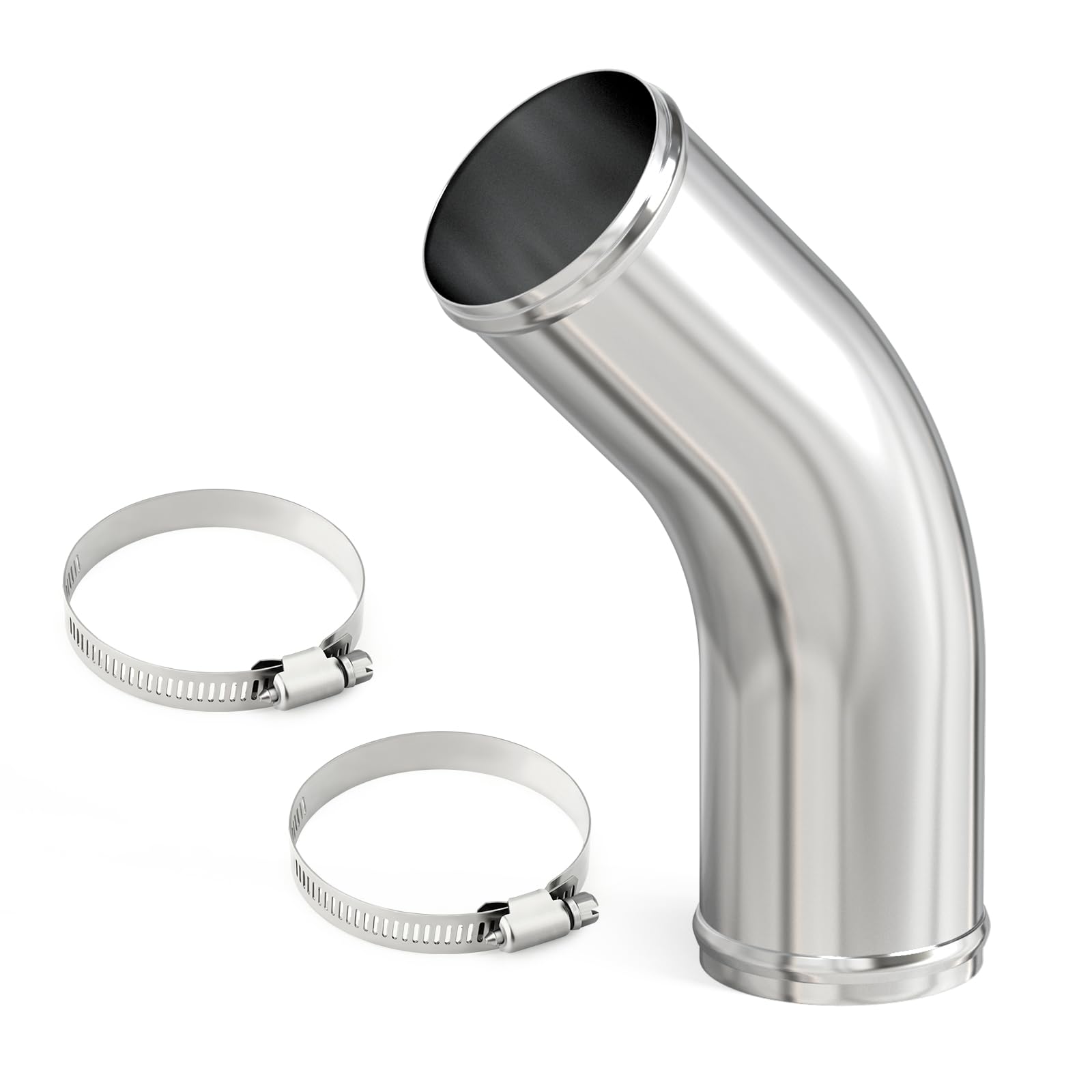 Gasher 1Pcs 45 Degree Elbow Aluminum Alloy Tube 2.75''Od, Leg Length 12'' (300Mm) With Bead Roll, Intercooler Pipe For Intake An