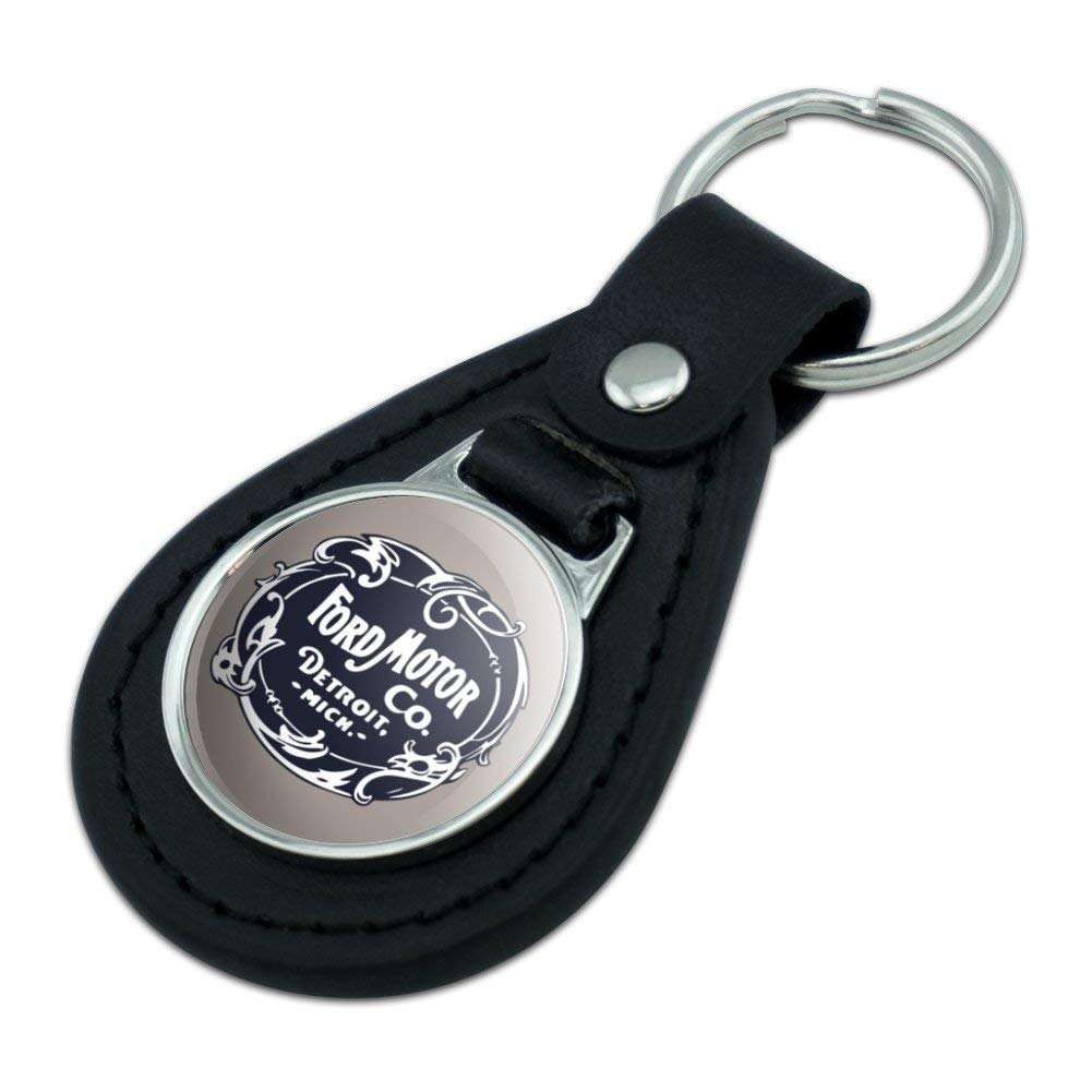 Graphics & More Black Leather Ford Motor Company Vintage Logo Keychain