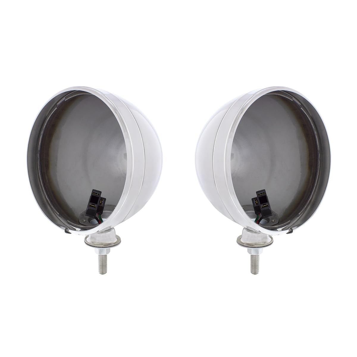 United Pacific A5022 7    Chrome Dietz Style Headlight Housing w/34222 Pigtail, Triple Chrome Plated, Housing ONLY - ONE Set (Pa