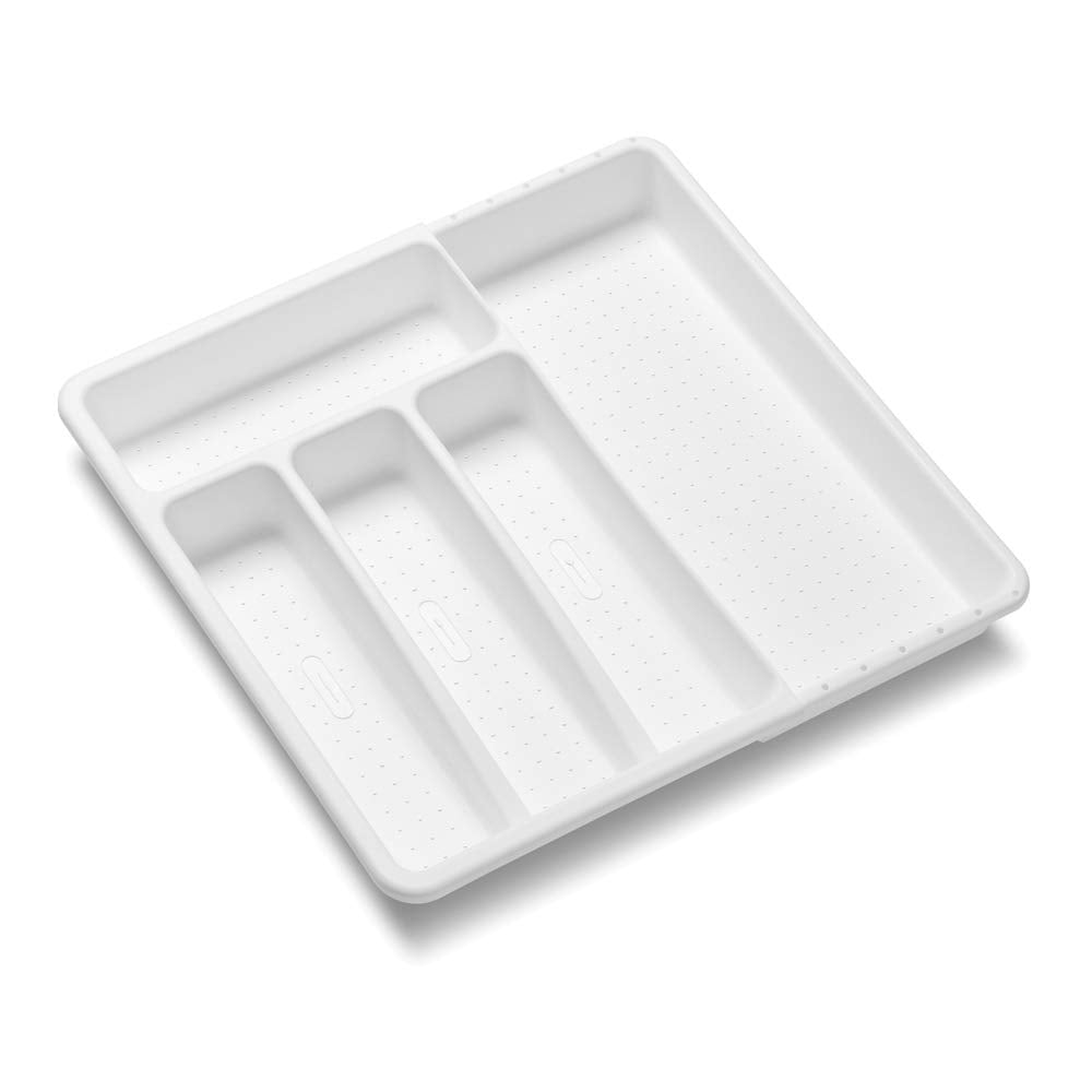Madesmart 4 Comp Opp Organizer, Expandable Small Silverware Tray, White
