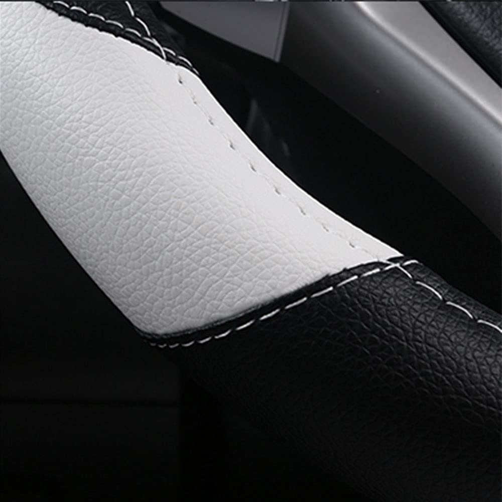 Leather Car Steering Wheel Cover, Non-Slip Car Wheel Cover Protector Breathable Microfiber Leather Universal Fit For Most Cars(W