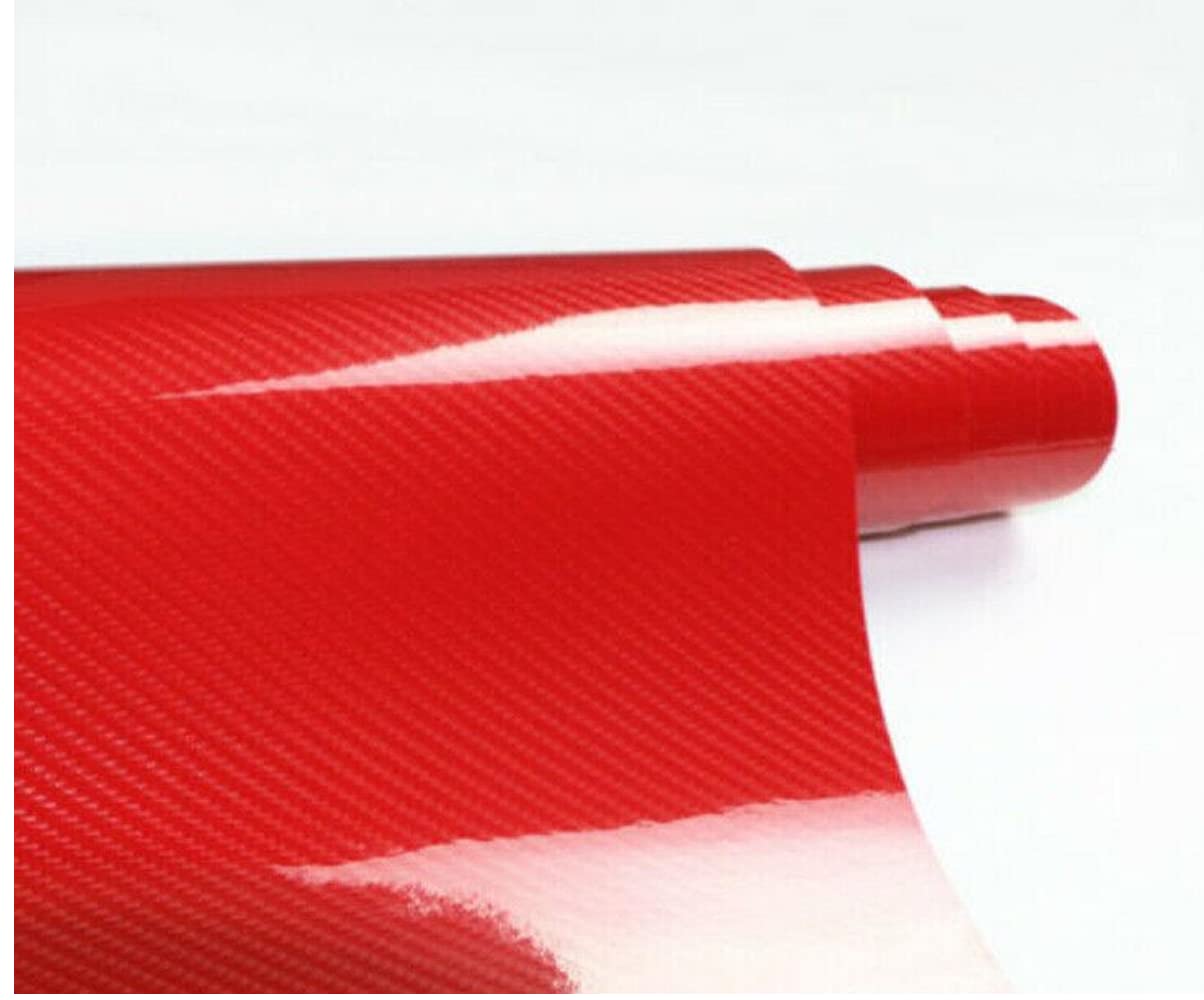 Rockrose Epoxy High Gloss 5D Red Carbon Fiber Vinyl Wrap, Anti-Wrinkle, Air Release Automotive Bubble Wrap, Self Adhesive Car Vi