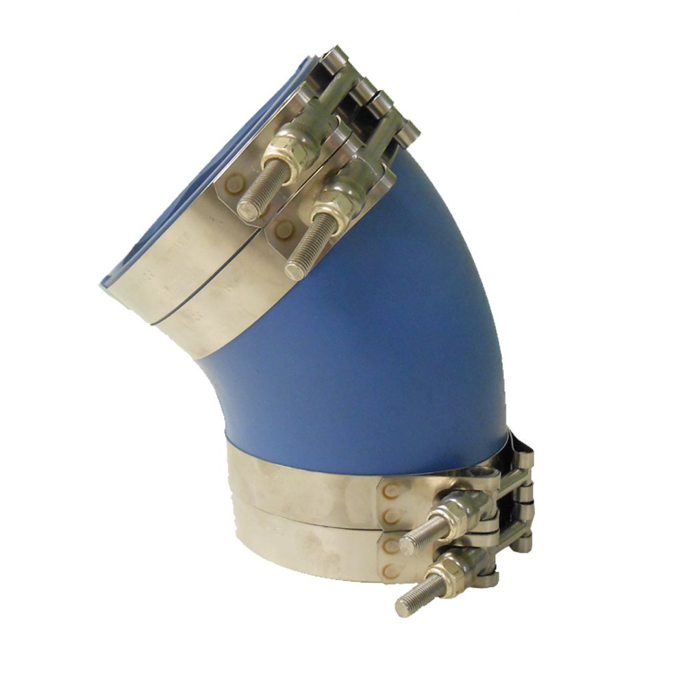Trident Marine 240V3000-S/S Molded Silicone Wet Exhaust 45-Degree Elbow With Clamps, 3', 350-Degree Fahrenheit