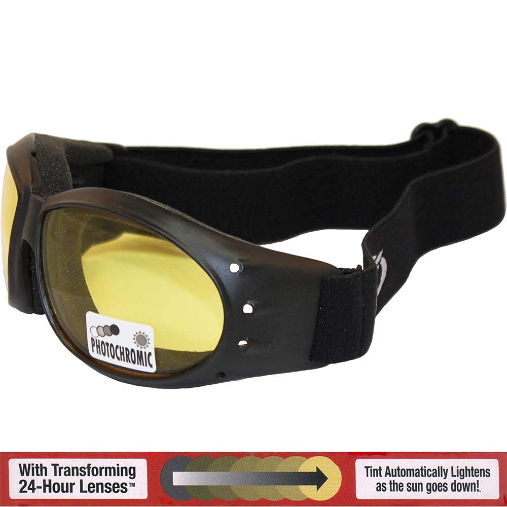 Global Vision Eliminator Dirt Bike Padded Motorcycle Riding Goggles For Men And Women (Black Frame/Smoke Lens) (Black Frame/Yell