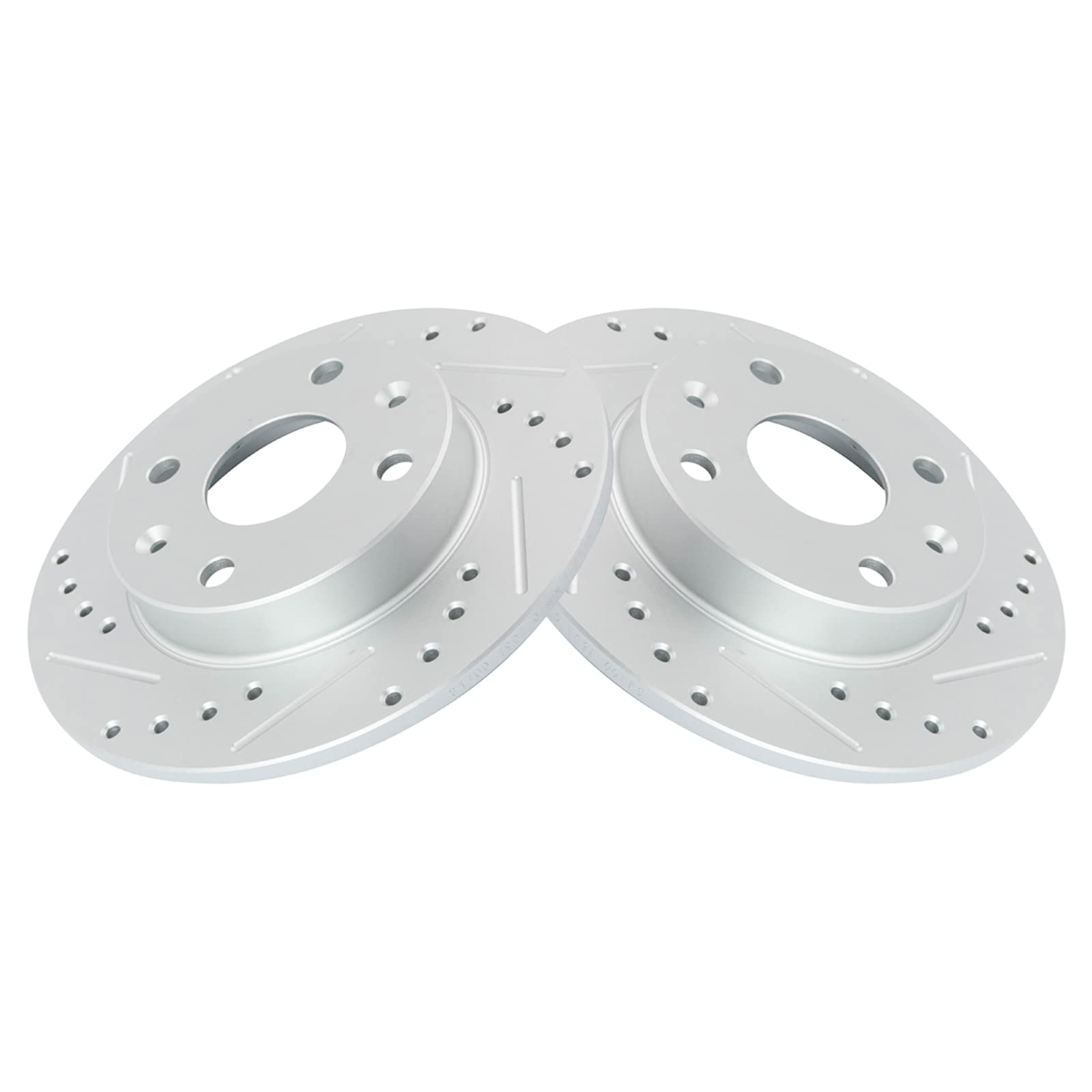 Trq Rear Performance Brake Rotors Set Premium G-Coated Cross Drilled & Slotted Compatible With 1990-1993 Mazda Miata