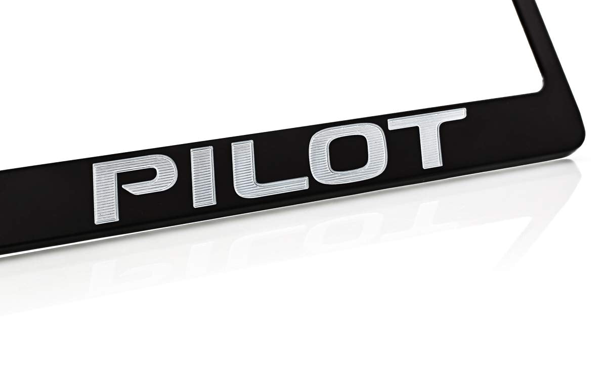 Honda Pilot Black Powder Coated Zinc Metal License Plate Frame Holder Bottom Engraved 2 Hole