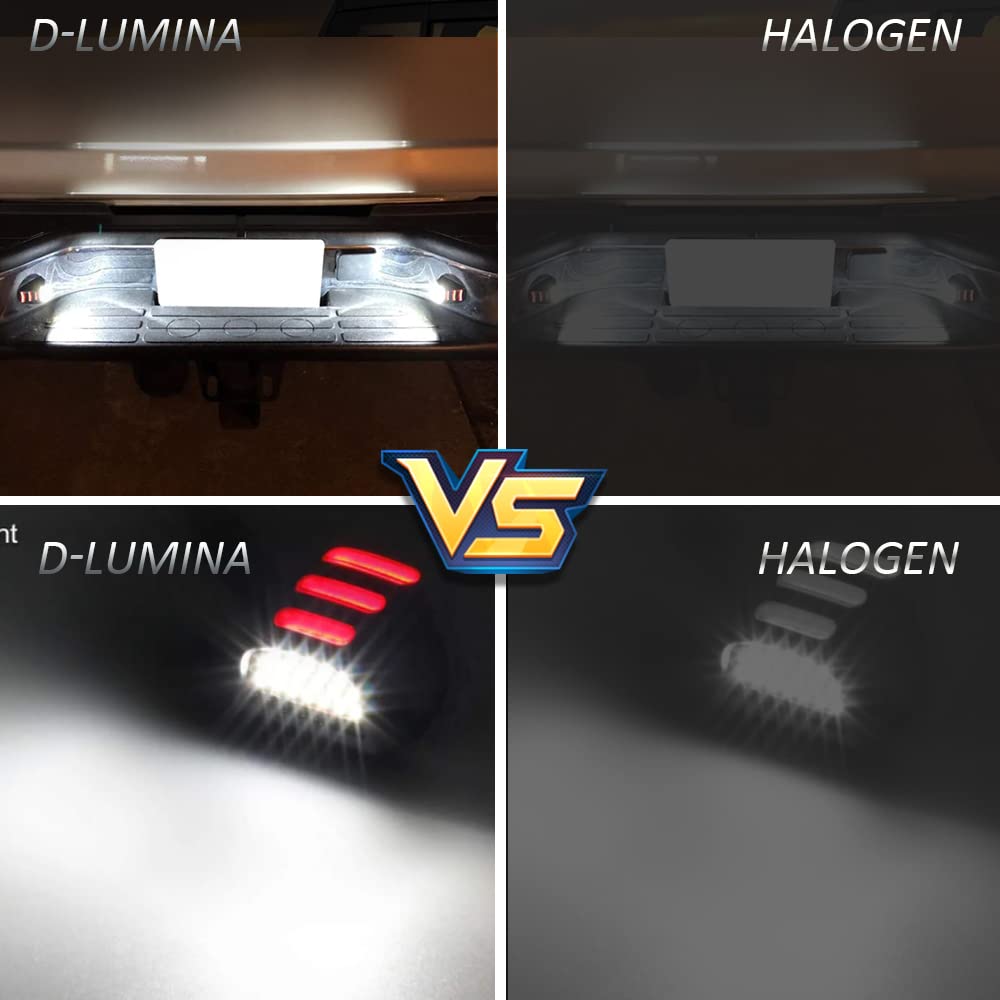 D-Lumina Led License Plate Lights Tag Lamp Assembly W/Red Oled Neon Tube Compatible With Chevy Silverado Gmc Sierra 1500 2500 3500 Suburban Tahoe Cadillac Escalade Ext, 6000K White 2-Pieces