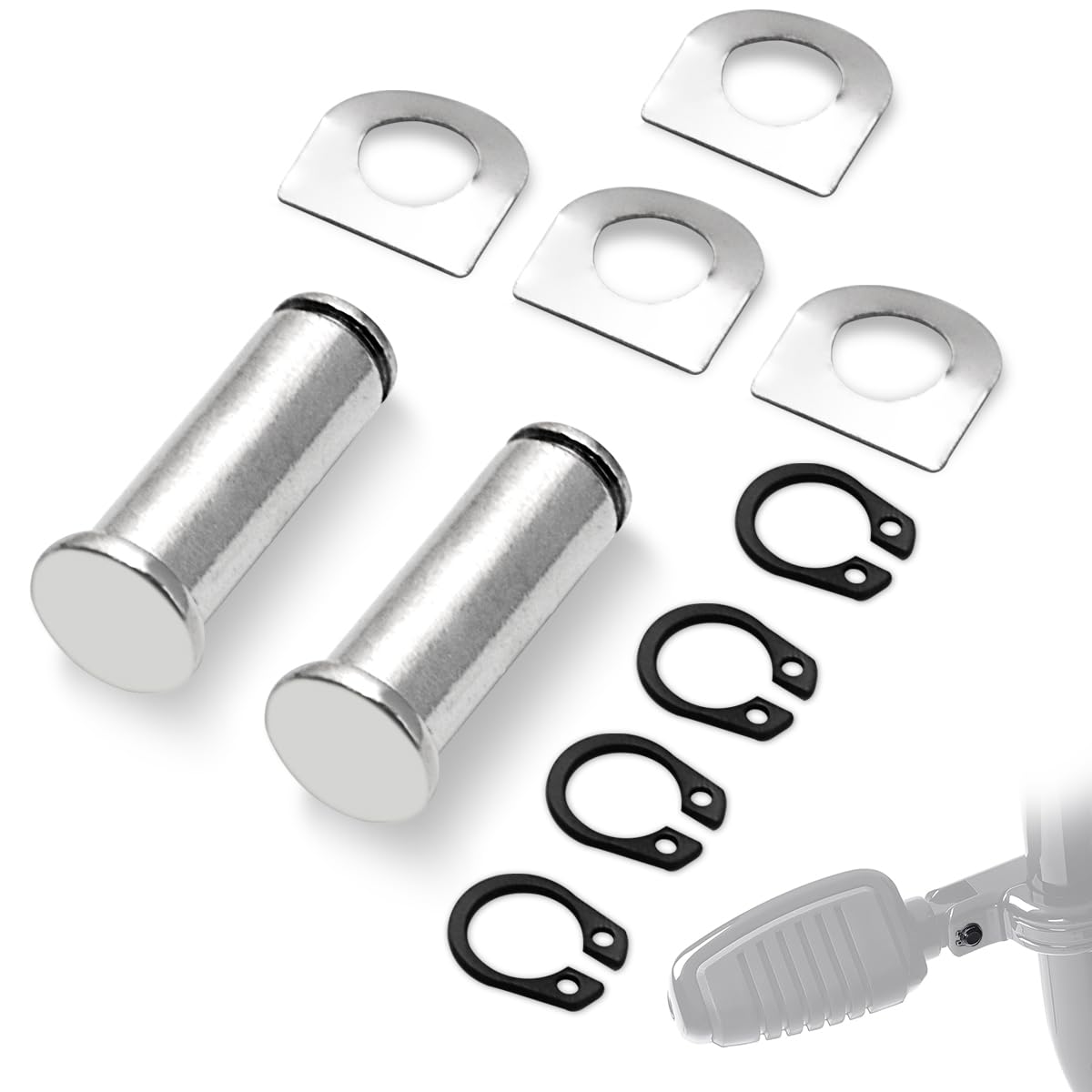 Fovplue Footpeg Mounting Pins Kit, Clevis Pin+Spring Washer+Retaining Ring For Harley Models W/Male Mount-Style Rider/Passenger 