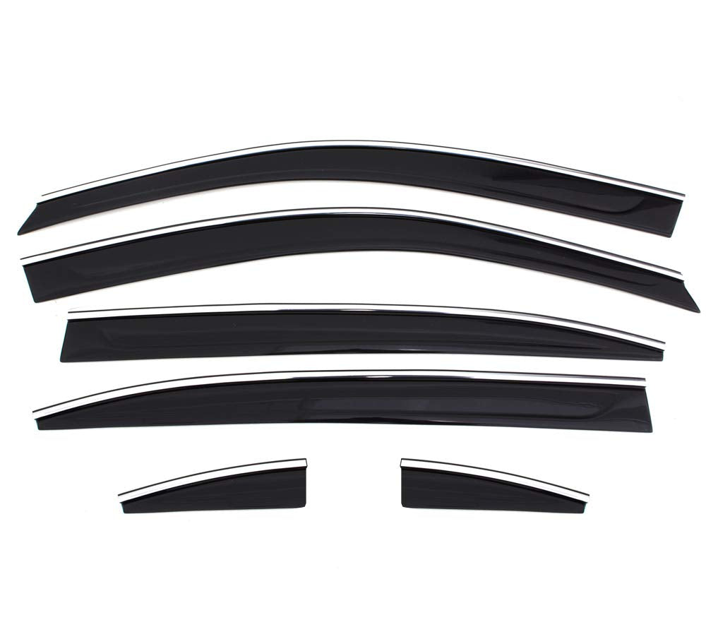 Auto Ventshade [Avs] Low Profile Rain Guards For 2010 - 2017 Cadillac Srx, 6 Pcs. | Window Vent Visors - Smoke W/Chrm Trim | 796