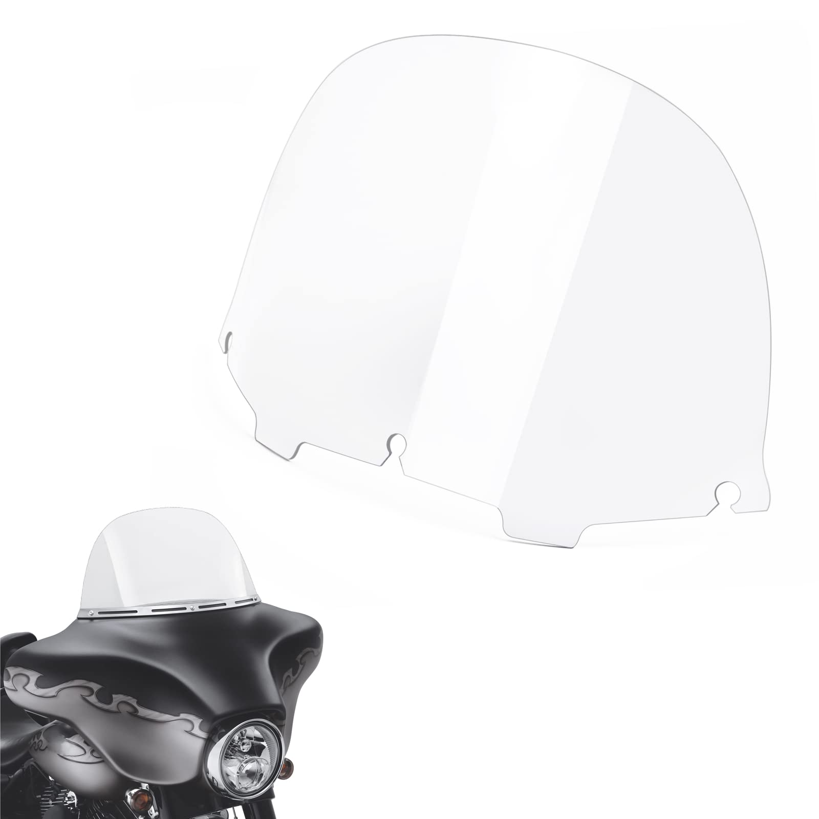 Amazicha Clear 13'' Windshield Round Windscreen Wind Splitter Wind Deflector Compatible for 1996-2013 Harley Davidson Touring El
