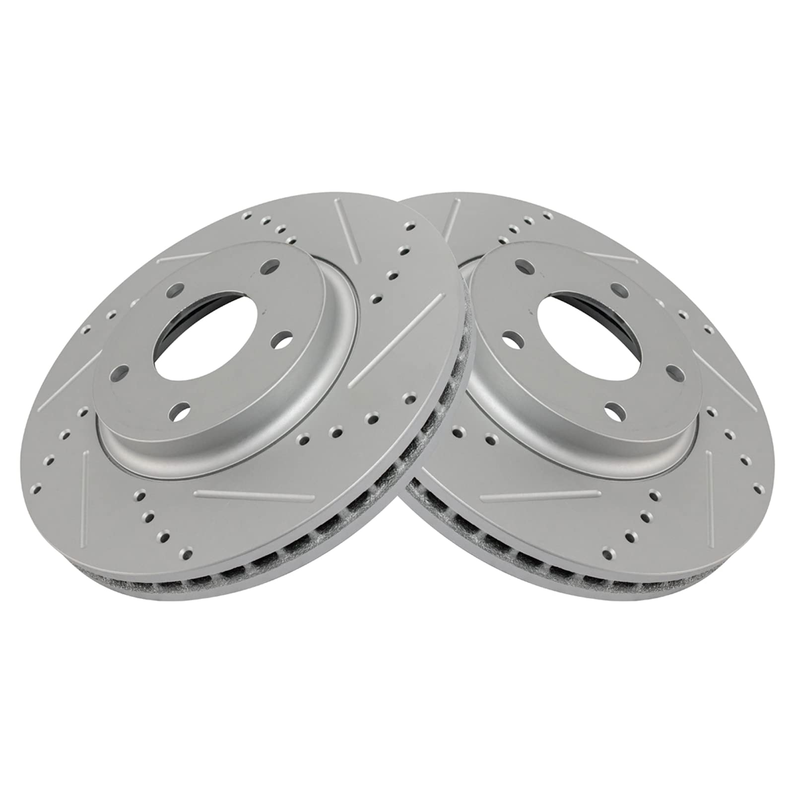 Trq Front Performance Brake Rotors Set Premium G-Coated Cross Drilled & Slotted Compatible With 2003-2004 Infiniti M45 2002-2006