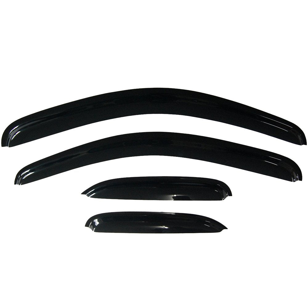 Ikon Motorsports Tape On External Window Visor, Compatible With 2008-2013 Silverado Sierra Extended Cab, Slim Style Acrylic Smok