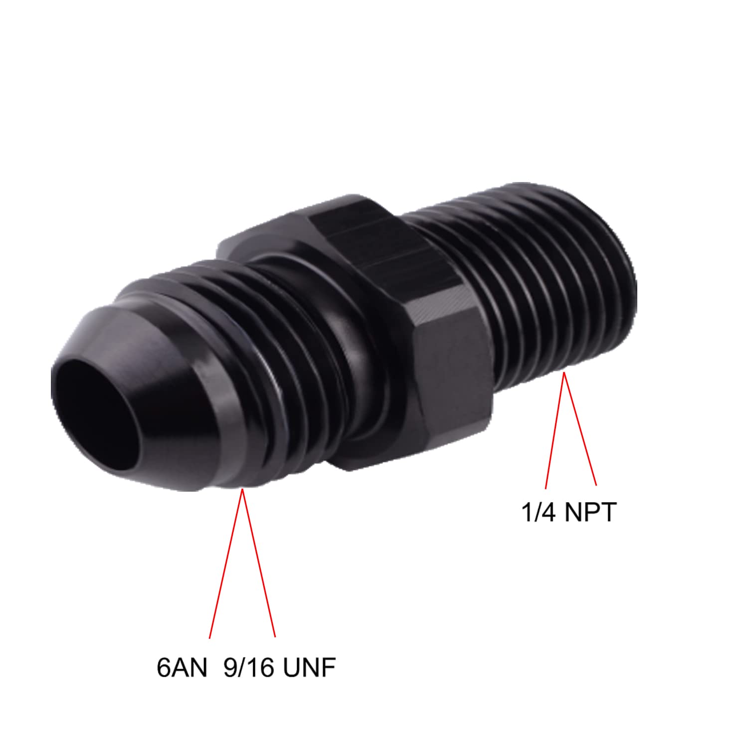6AN Male Flare to 1/4'' NPT Pipe Fitting Adapter, 2pcs Aluminum Straight 6AN to 1/4 NPT Adapter for Automotive Replacement Fuel